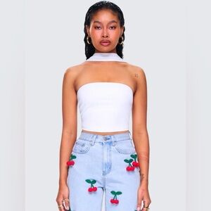 Finesse Alondra White Tube Halter Top
